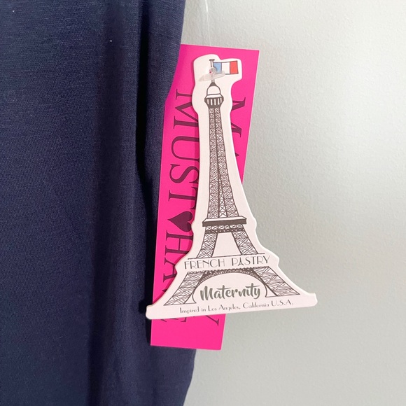 French Pastry Maternity Tee Size Small Blue Graphic #bumplife New With Tags - Picture 6 of 6